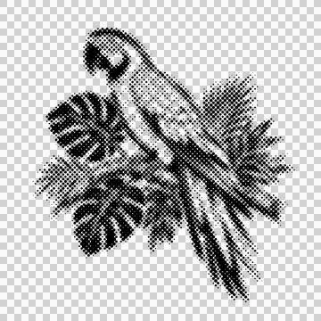 Artistic halftone dot illustration of a stylized eagle with spread wings an.. Illustrazione stock