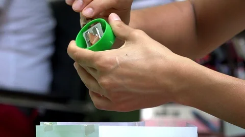 Artistic Hand sharpening pencil, close up Video stock 94060366