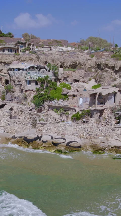 The Artistic House - Sidna Ali Beach is a Beautiful complex made of stones on a Stock Footage 315627196