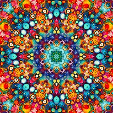 Artistic image of a vibrant abstract pattern on the ground, featuring an array o Stock Illustration