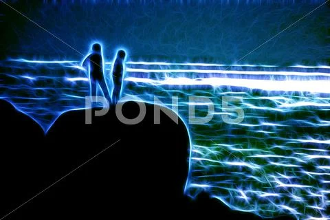 Artistic impression sea view Stock Illustration