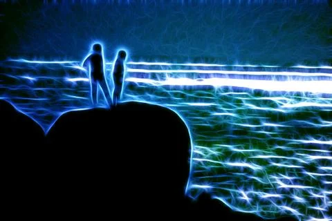 Artistic impression sea view Stock Illustration