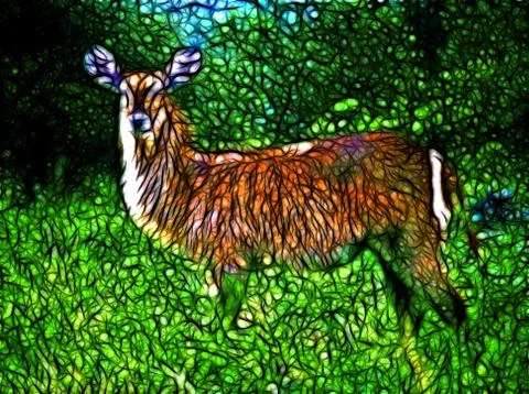 Artistic impression waterbuck Stock Illustration
