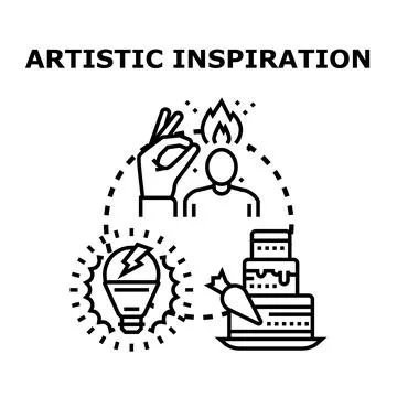 Artistic inspiration idea concept generating creativity Stock Illustration