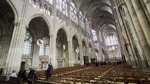 Artistic installation at the Saint-Denis Basilica for the Paris Olympic Games, P Stock Footage 271067836