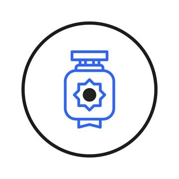Artistic lantern illustration within a circular frame conveying festive tra.. Stock Illustration