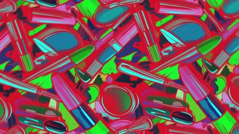 Artistic layout of makeup over graphic background – Rotation motion Video stock 308165420