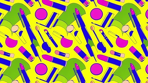 Artistic layout of makeup over graphic background – Horizontal motion Stock Footage 308168197