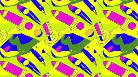 Artistic layout of makeup over graphic background – Horizontal motion Stock Footage 308169374