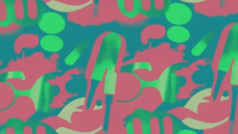 Artistic layout of makeup over graphic background – Rotation motion Stock Footage 308177595