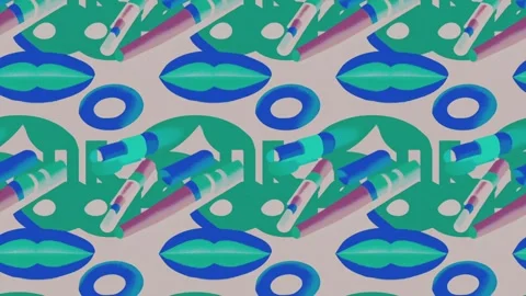 Artistic layout of makeup over graphic background – Vertical motion Video stock 308178680