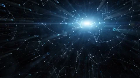 Artistic lines dots binary code cyberspace network Stock Footage 337513171