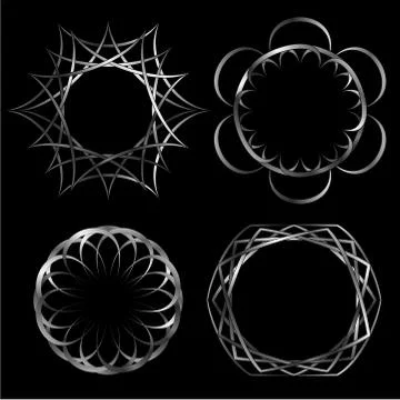 Artistic logos in silver  Stock Illustration