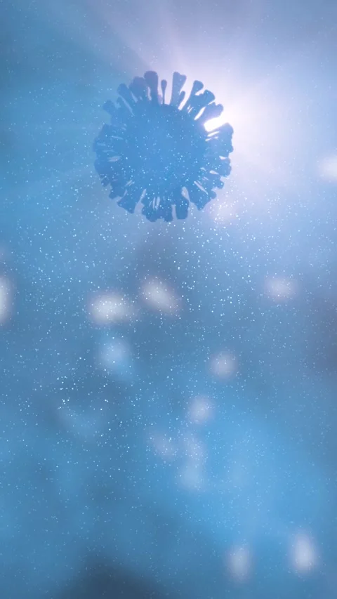 Artistic loop corona virus on bright blue vertical blurred background Stock Footage 345331024