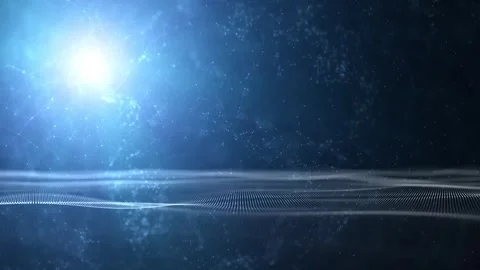 Artistic loop digital waves on blue shiny network background Stock Footage 337190691