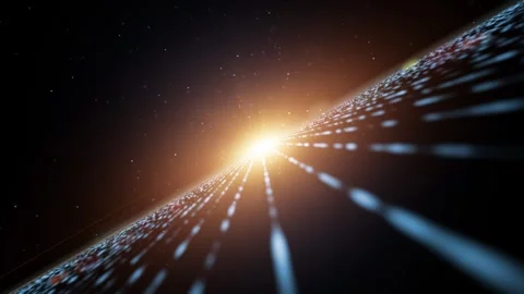 Artistic looping cyber space dots and lines motion graphic tehcnology Stock-Footage 334081967