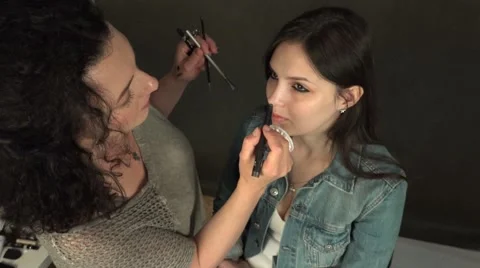 Artistic make-up view from above. Stock Footage 64381487