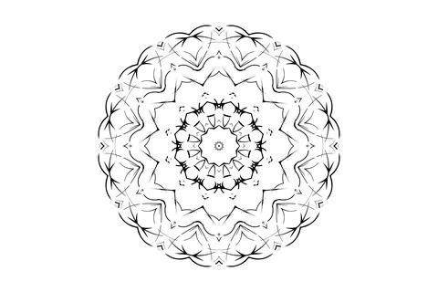 Artistic Mandala Black White Circular Flow Illustrazione stock