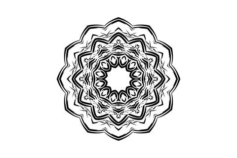 Artistic Mandala Black White Complex Circular Pattern Stock Illustration