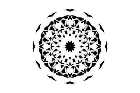 Artistic Mandala Circular Pattern Black White Stock Illustration