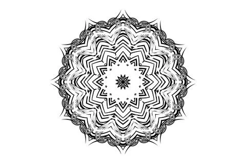 Artistic Mandala Circular Pattern Black White Stock Illustration