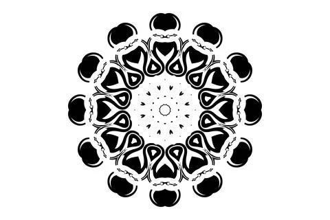 Artistic Mandala Circular Pattern Black White Stock Illustration
