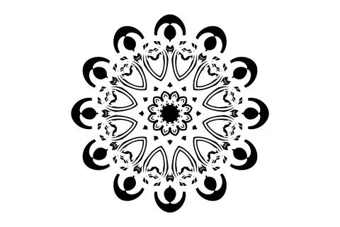 Artistic Mandala Linework Circle Black White 스톡 일러스트