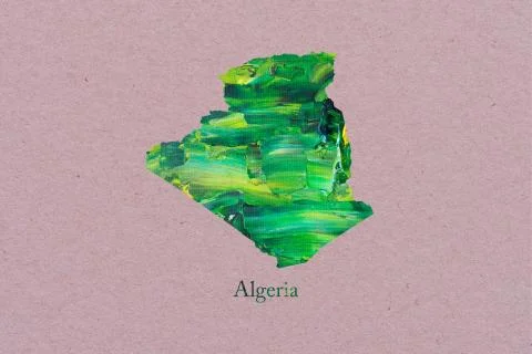 Artistic Map of Algeria Stock Illustration