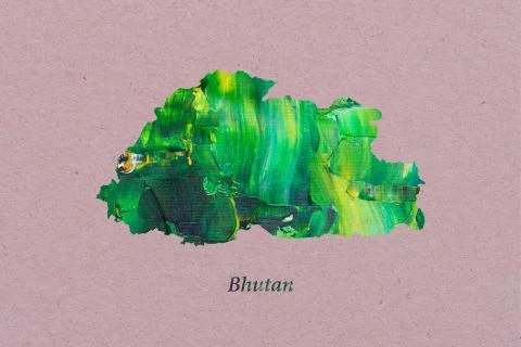 Artistic Map of Bhutan Stock Illustration