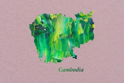 Artistic Map of Cambodia Illustrazione stock