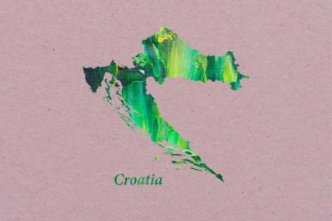 Artistic Map of Croatia Stock Illustration