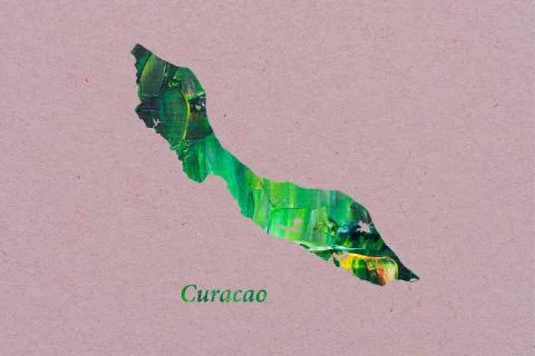 Artistic Map of Curacao Stock Illustration