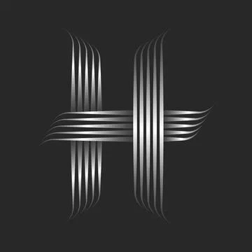 Artistic monogram H letter initial logo from metallic gradient parallel thi.. Stock Illustration