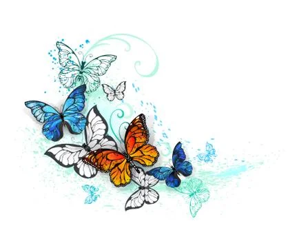 Artistic Morpho and monarchs Stock Illustration