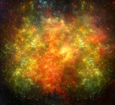 Artistic multicolored deep space nebula with star field Stock Illustration
