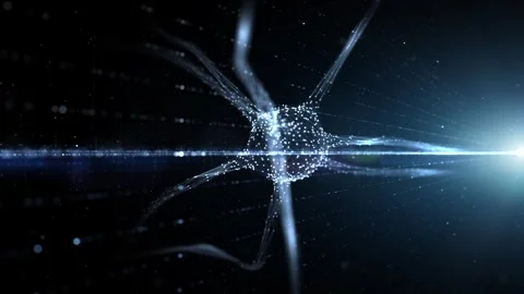 Artistic nerve cell in digital cyber space Stock Footage 337655730