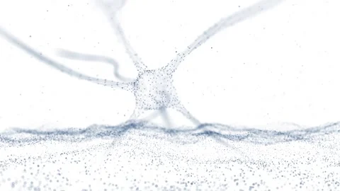 Artistic nerve cell with dotted waves on white background Stock Footage 338403412