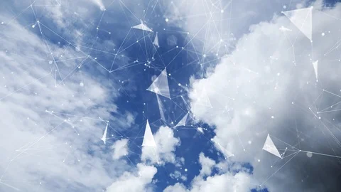 Artistic network cyberspace on sunny cloudy sky Stock Footage 124019908