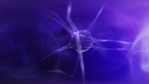 Artistic neuron cell in the brain light animation Stock Footage 334815883