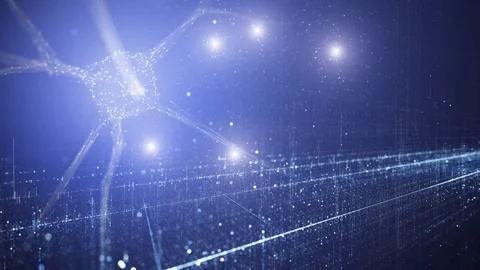 Artistic neuron cell with dots on digital network background Stock Footage 338404867