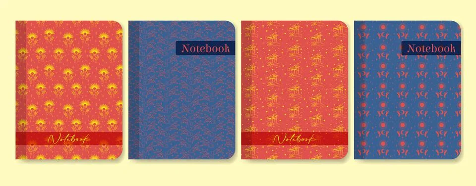 Artistic notebook collection with mystic elements. Worksheet cover witchcra.. Illustrazione stock