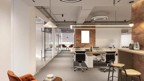 Artistic Office Interiors Infusing Creativity and Inspiration Illustrazione stock