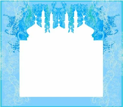 Artistic pattern background with moon and mosque Illustrazione stock