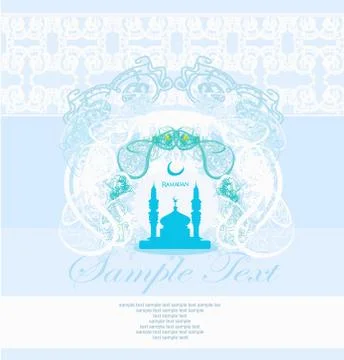 Artistic pattern background with moon and mosque Stock Illustration