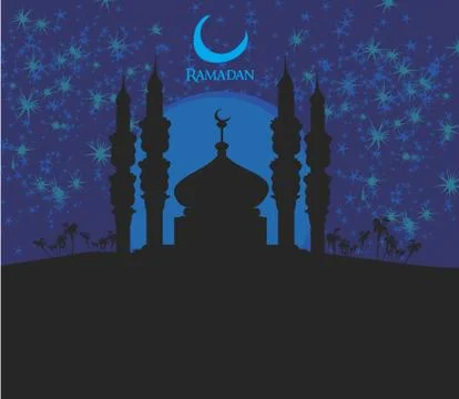 Artistic pattern background with moon and mosque Illustrazione stock