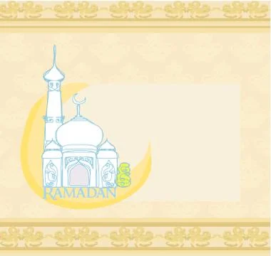 Artistic pattern background with moon and mosque Stock Illustration