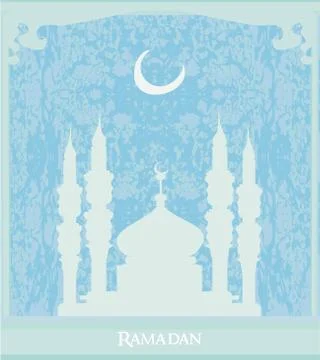 Artistic pattern background with moon and mosque Stock Illustration