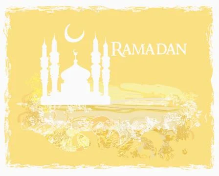 Artistic pattern background with moon and mosque Stock Illustration