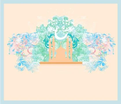 Artistic pattern background with moon and mosque Stock Illustration