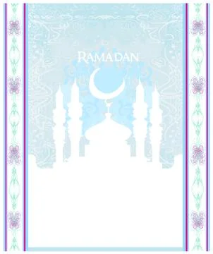 Artistic pattern background with moon and mosque Stock Illustration